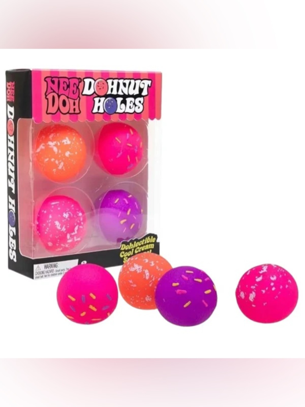 NEW Needoh Dohnut Holes Squishy Toys 4 Pack Pink Purple Orange | Fast Shipping!